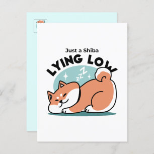 Relaxed Shiba Inu Art: Just a Shiba Lying Low Postcard