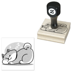 Relaxed Shiba Inu Art: Just a Shiba Lying Low Rubber Stamp