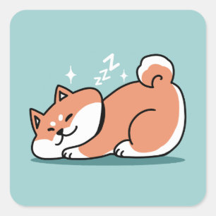 Relaxed Shiba Inu Art: Just a Shiba Lying Low Square Sticker