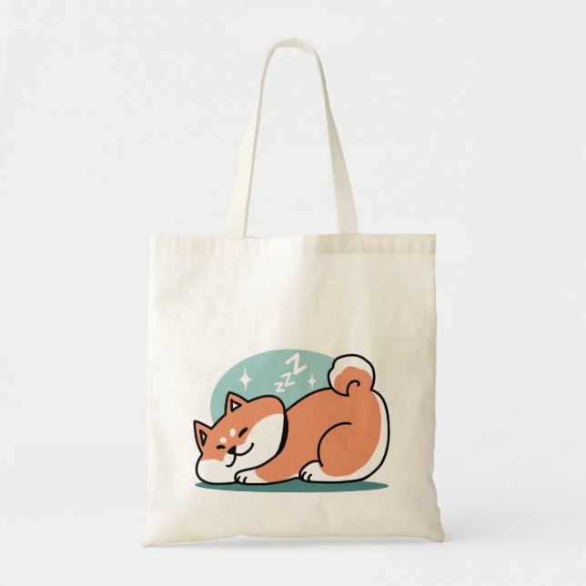 Relaxed Shiba Inu Art: Just a Shiba Lying Low Tote Bag (Front)