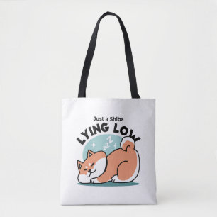 Relaxed Shiba Inu Art: Just a Shiba Lying Low Tote Bag
