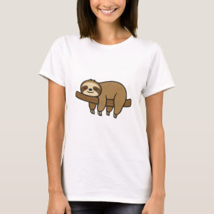 Relaxed Sloth on Branch Retro Logo Classic T-Shirt
