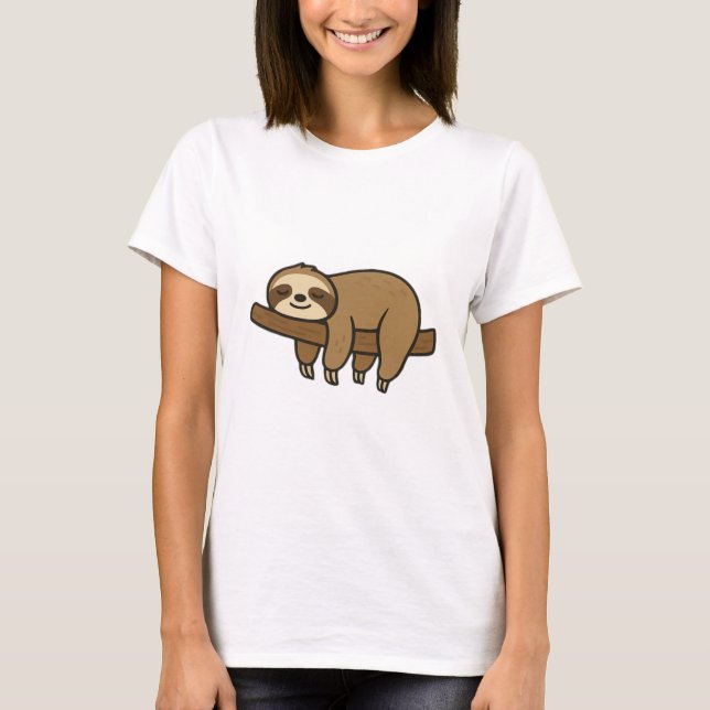 Relaxed Sloth on Branch Retro Logo Classic T-Shirt (Front)
