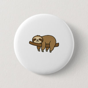 Relaxed Sloth on Branch Retro Logo Classic T-Shirt 6 Cm Round Badge