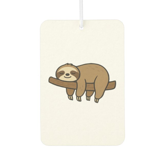 Relaxed Sloth on Branch Retro Logo Classic T-Shirt Car Air Freshener (Front)