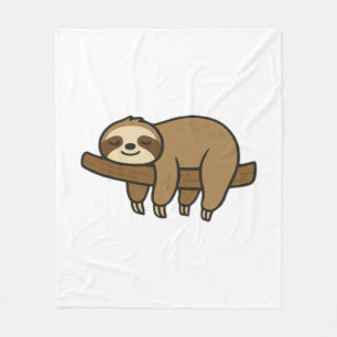 Relaxed Sloth on Branch Retro Logo Classic T-Shirt Fleece Blanket