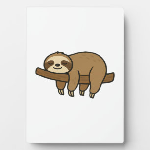 Relaxed Sloth on Branch Retro Logo Classic T-Shirt Plaque