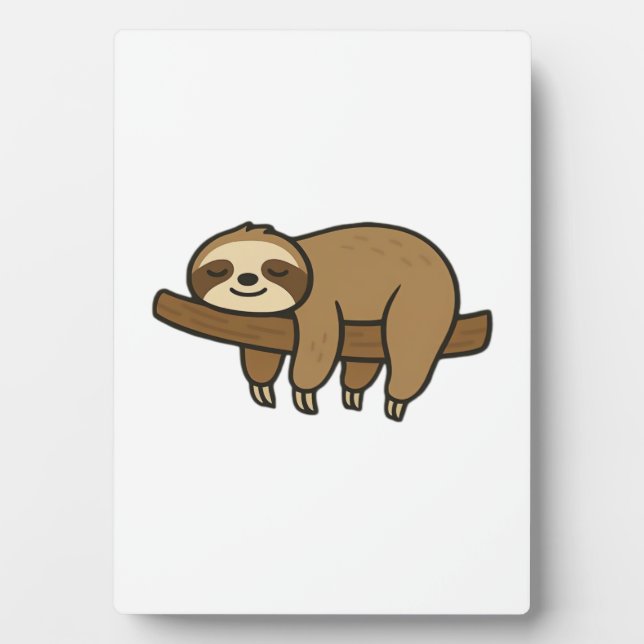 Relaxed Sloth on Branch Retro Logo Classic T-Shirt Plaque (Front)