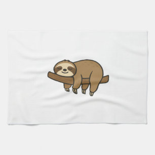 Relaxed Sloth on Branch Retro Logo Classic T-Shirt Tea Towel