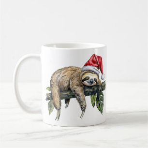 Relaxed Sloth with a Christmas hat 1 Coffee Mug