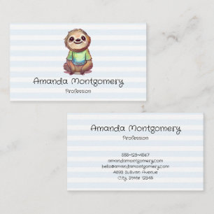 Relaxed Smiling Sloth sitting Cross-Legged Business Card