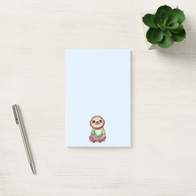 Relaxed Smiling Sloth sitting Cross-Legged Post-it Notes (Office)