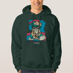 Relaxed Street Retro Cat   funny Hoodie