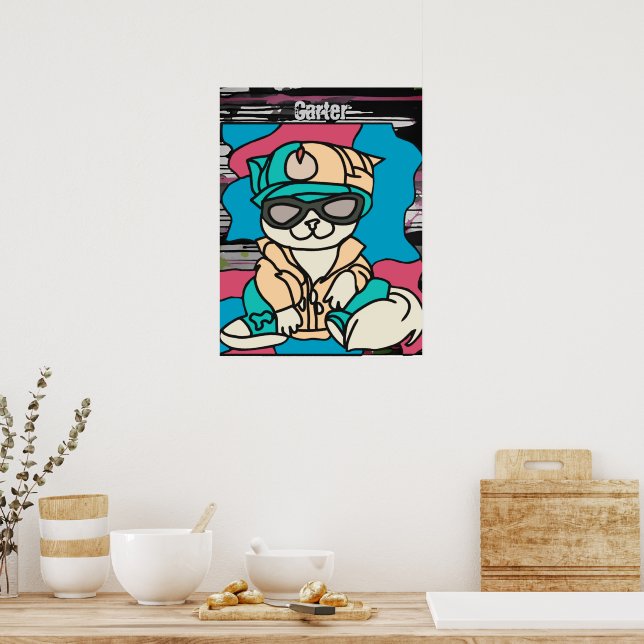 Relaxed Street Retro Cat | Funny Poster (Kitchen)