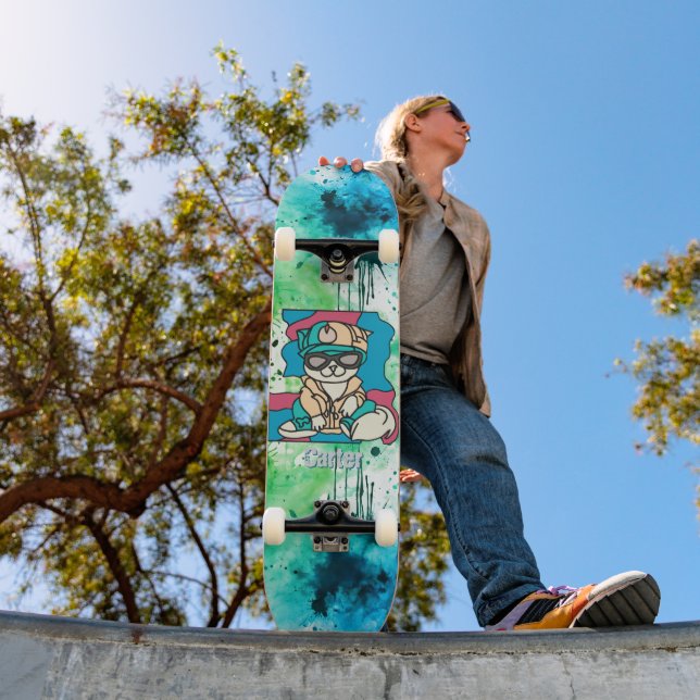 Relaxed Street Retro Cat | Funny Skateboard (Outdoor 1)