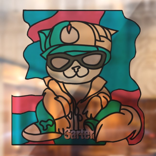 Relaxed Street Retro Cat | Funny Window Cling (Sheet 2)