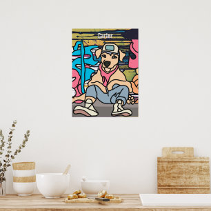 Relaxed Street Retro Dog   Funny  Poster