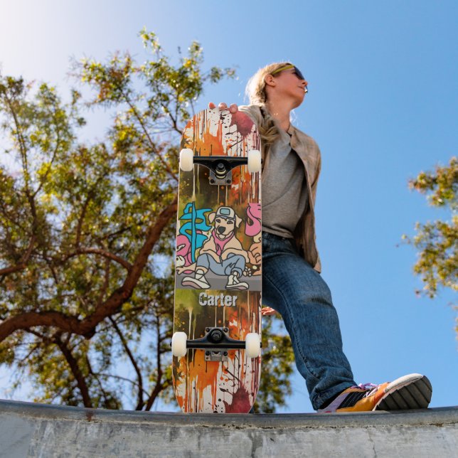 Relaxed Street Retro Dog | Funny Skateboard (Outdoor 1)