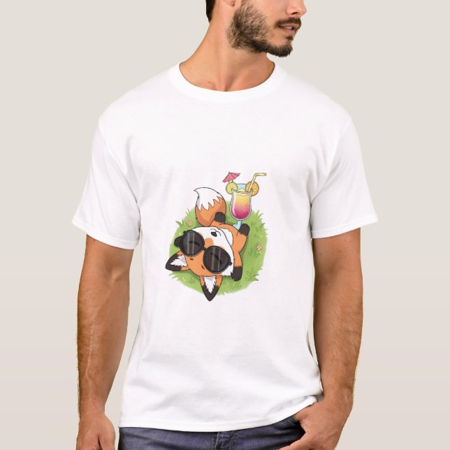 Relaxed Summer Fox Wearing Sunglasses T-Shirt (Front)