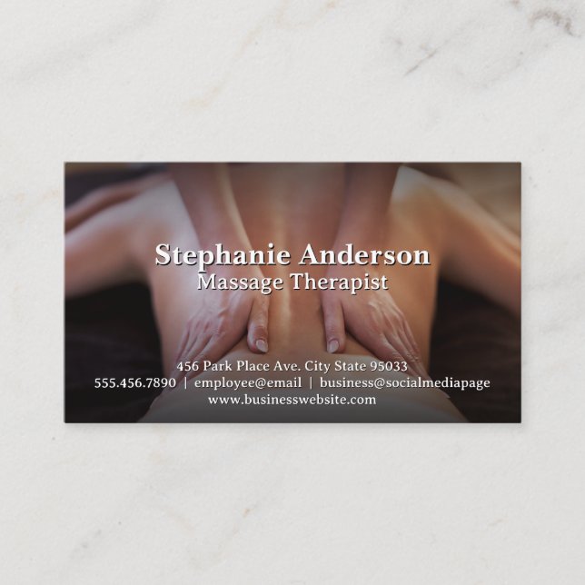 Relaxed Woman Getting Back Massage Business Card (Front)