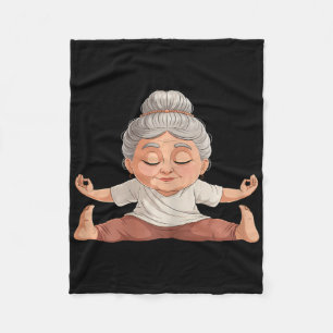 Relaxed Yoga Lance Art Mature Sporty Woman Fleece Blanket