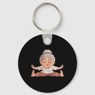 Relaxed Yoga Lance Art Mature Sporty Woman Key Ring