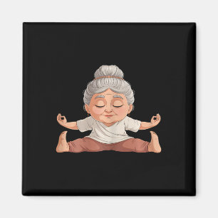 Relaxed Yoga Lance Art Mature Sporty Woman Magnet