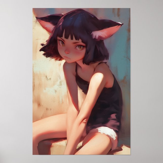 Relaxing Anthro Cat Poster (Front)