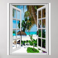 Relaxing Beach Artificial Window View