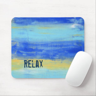 Relaxing Beach Blue Yellow Abstract Art Mouse Mat