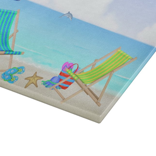 Relaxing Beach Glass Cutting Board (11"x8") (Corner)