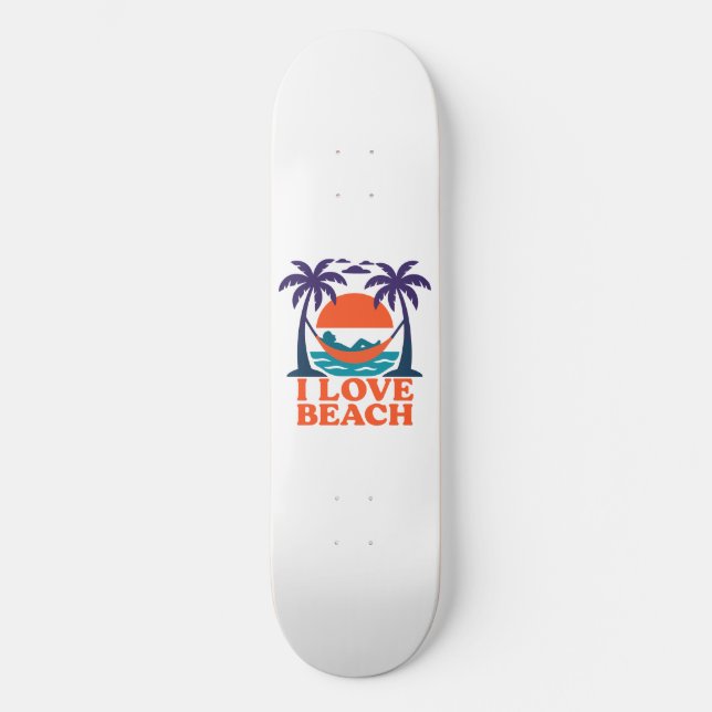 Relaxing beach hammock sunset design skateboard (Front)
