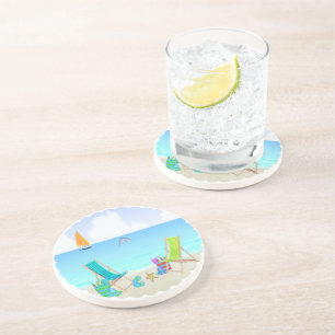Relaxing Beach Sandstone Drink Coaster