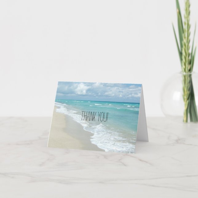 Relaxing Beach View White Sand Thank You Note Card (Front)
