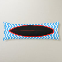 Relaxing Black Blue Waves Surfing Body Pillow
