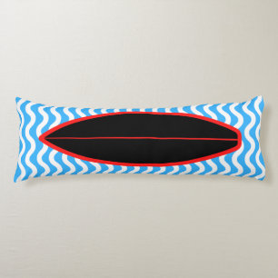 Relaxing Black Blue Waves Surfing Body Pillow