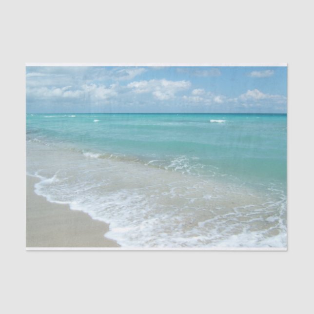Relaxing Blue Beach Ocean Landscape Nature Scene Tissue Paper (Front)