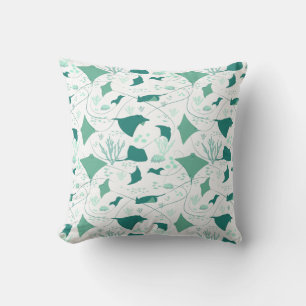 Relaxing Blue White Stingrays Coral Reef Ocean Cushion