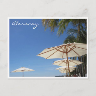 relaxing boracay umbrellas postcard