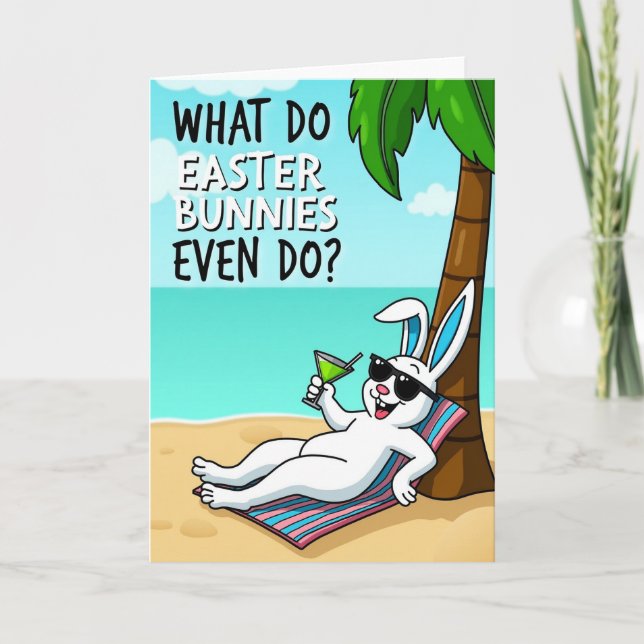 Relaxing Bunny Vacation Card (Front)