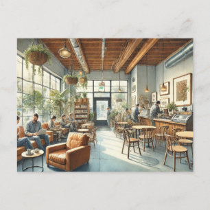 Relaxing Cafe in Portland Oregon Postcard