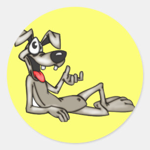 Relaxing Cartoon Dog Classic Round Sticker
