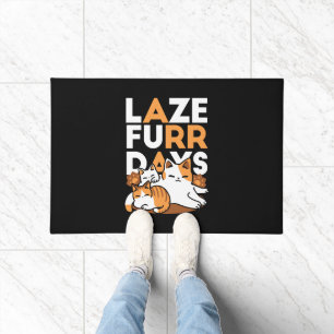 Relaxing Cat Art - 'Laze Furr Days' for Cat Lovers Doormat