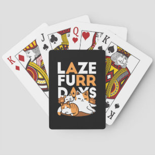 Relaxing Cat Art - 'Laze Furr Days' for Cat Lovers Playing Cards