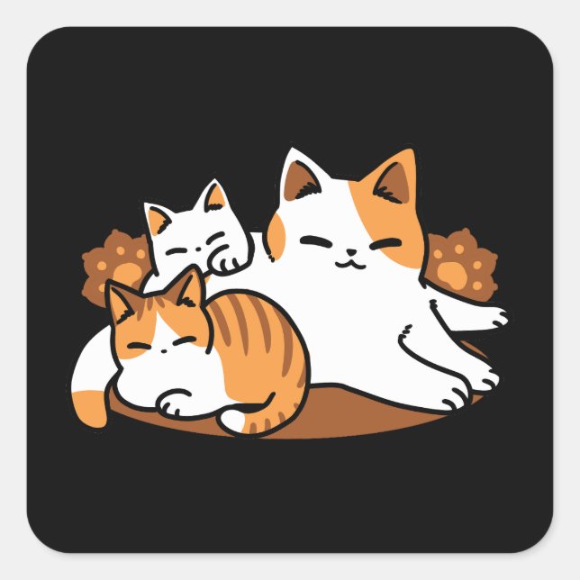 Relaxing Cat Art - 'Laze Furr Days' for Cat Lovers Square Sticker (Front)