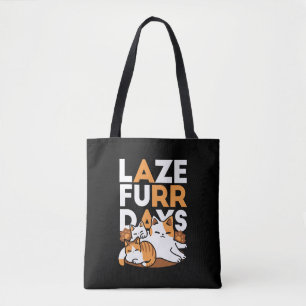 Relaxing Cat Art - 'Laze Furr Days' for Cat Lovers Tote Bag