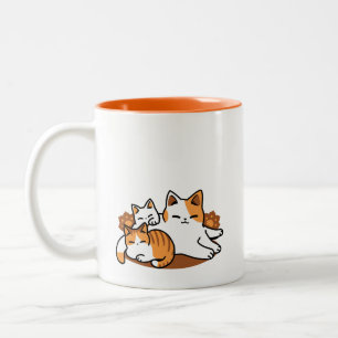 Relaxing Cat Art - 'Laze Furr Days' for Cat Lovers Two-Tone Coffee Mug