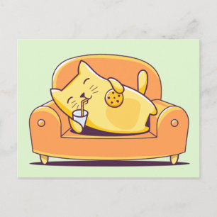Relaxing cat postcard