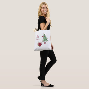 Relaxing Christmas Bunny Holiday Scene Xmas Tree Tote Bag