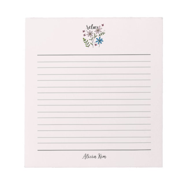 Relaxing floral self care  notepad (Front)